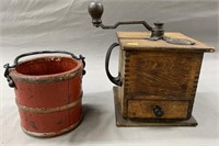 Country Decor Miniature Bucket & Coffee Grinder