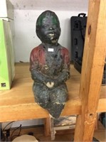 Fishing Cement Sitting Figure 12x6 Damaged