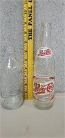 2 vintage Pepsi-Cola glass bottles