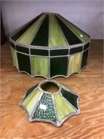 Leaded Glass Green Shades Small One Is Damaged