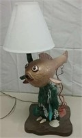 Amazing NS Folk Art Underwater Theme Lamp Signed