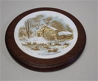 The Old Homestead In Winter Trivet Currier & Ives