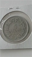 1948 France 5 Francs Aluminum Coin
