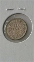 1944 Nederland Silver 10 Cents AU50