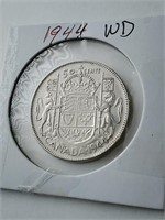 1944 Canada Silver 50 Cent Coin