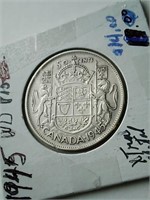 1945 Canada Silver 50 Cent Coin