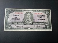 1937 Bank Of Canada $10 Banknote AU