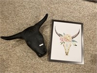 Roping Bull Head and Cow Skull Picture