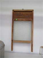 Antique Good Housekeepers Glass & Wood Wash Board