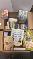 Large box of informational books, large box of