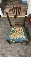 Wooden chair with embroidered seat "LKW 1940"
