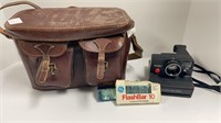 Polaroid land camera with leather bag