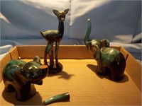 Redware under green elephants and deer 1 elephant