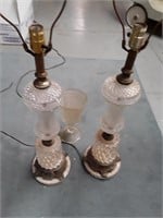 VINTAGE GLASS WITH MARBEL BASE LAMPS