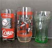 3 Vintage Coca Cola Glasses