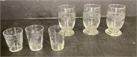 3 Vintage Glasses & Shot Glasses w Grapes design