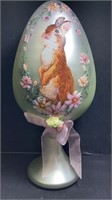 Pier One Green Pedestal Easter Egg w/ Rabbit