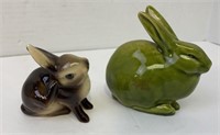 Vintage Easter Bunnies Ceramic Green & Brown
