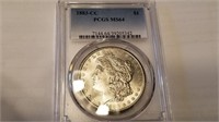 1883 CC Morgan Silver Dollar PCGS Graded MS64