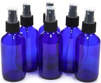 6, Cobalt Blue, 4 oz Glass Bottles, with Black