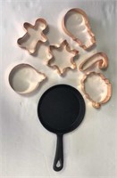 Tiny cast iron pan & Xmas Copper cookie cutters