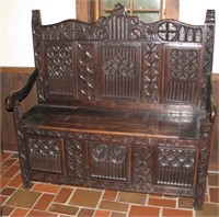 19th Century Gothic Hall Bench