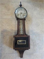 Early Ingraham banjo wall clock with pendulum and