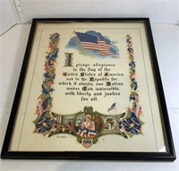 Vintage Pledge of Allegiance framed print