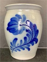 Vintage Salt Glaze Gray  Blue Pottery Jar Vase