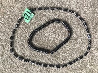 Metallic choker necklace & bracelet