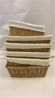 6 lined tan storage wicker baskets* READ