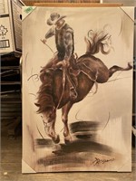 Cowboy on horseback print 23 3/4 x 35"