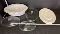 3 Ceramic Serving Dishes w/ 2 Extra Lids