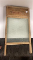 Antique National Washboard Co glass washboard