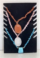 Colorful necklace lot large pendant summer colors