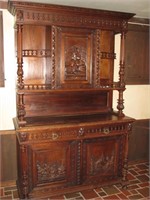19th Century Henri II "Pied Piper" Carved Cupboard
