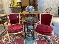 Pair of French Style Chairs with Red Fabric