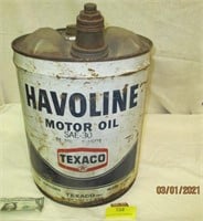 Texaco Havoline Motor Oil 5 Gallon Can
