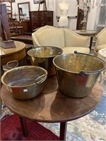 Three Antique Brass Pots
