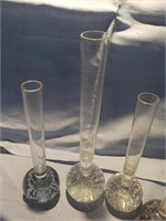 4 glass bud vases 5" to 8" KITCHEN KITCHEN