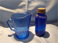 Shirley Temple cobalt blue creamer and blue