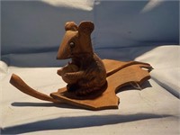Carved mouse on leaf John Nelson 3.5x7.5x2.5