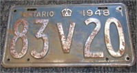 1948 Ontario License Plate Vintage Canada