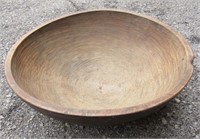 Primitive Wood Bowl Hand Turned 16 Inch Vintage
