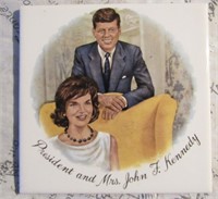 1960s John F Kennedy Illustrated Tile Old RARE
