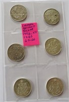 Canada Silver 50 Cent Coins 1952 1957 1965 1966