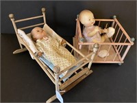 2 Dolls, Playpen & Cradle