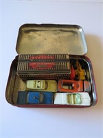 Old Toffee Tin Full of Die-Cast Cars Husky Lesney