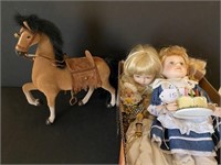 4 Porcelain Collector Dolls & Horse