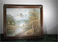 MOUNTAIN IN THE WOODS WITH LAKE PICTURE
